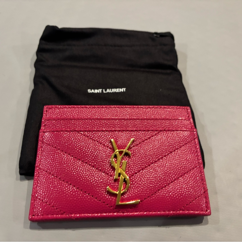 Ysl Card Case in Fuschia. Excellent condition. Worn once.